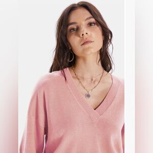 MOTHER Pink V-Neck Sweater